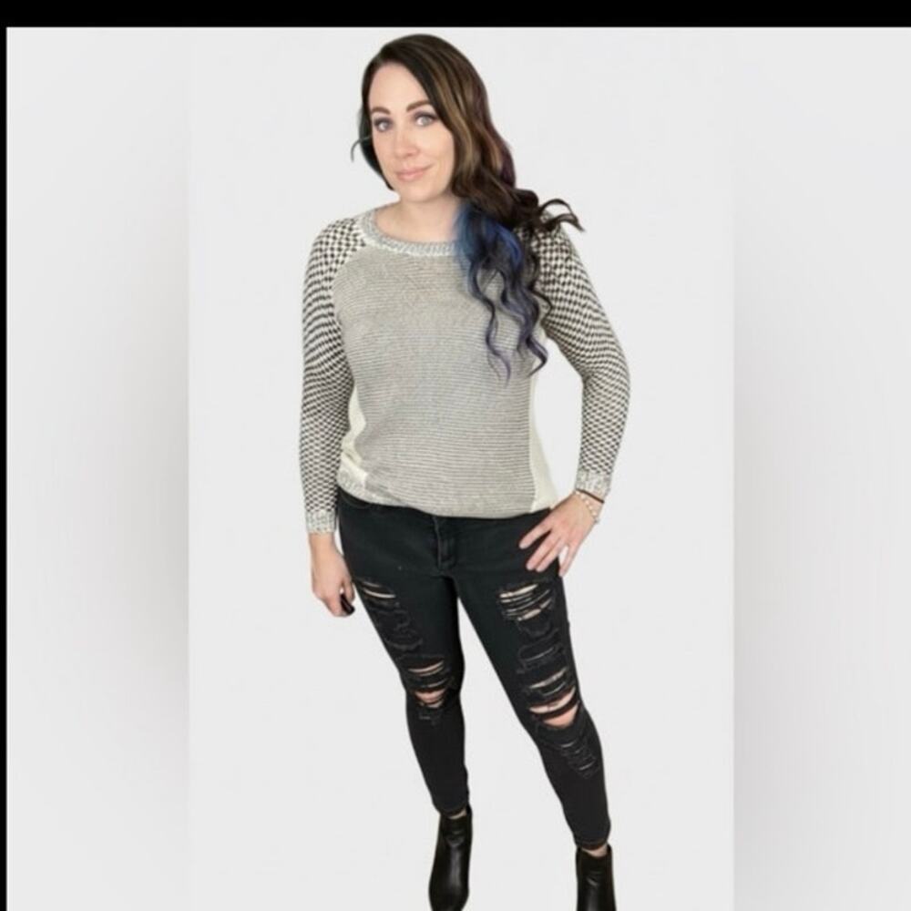 Modamix Mixed Knit Pullover Sweater Houndstooth 1X NWT